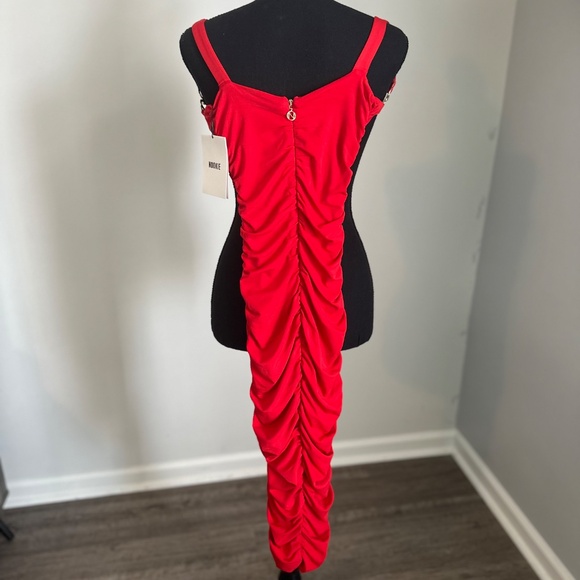 NOOKIE/REVOLVE FORTUNE MIDI RED BODYCON RUCHED DRESS SIZE XS - Picture 5 of 5